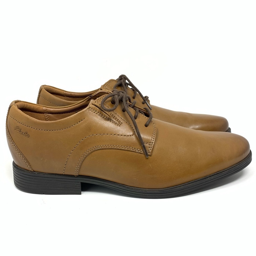Clarks Whiddon Oxford Cognac Leather Men’s Shoes size 10 Wide